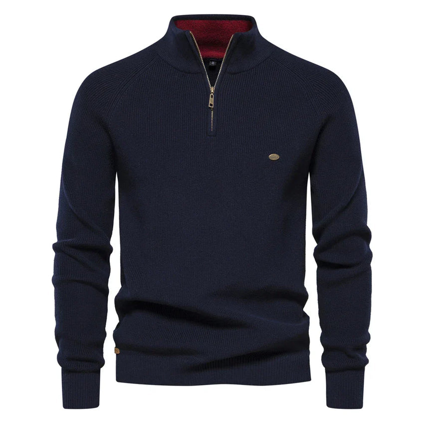 Axel Pull Homme Tricot – Col Zippé, Coupe Régulière & Style Élégant pour Jours Frais