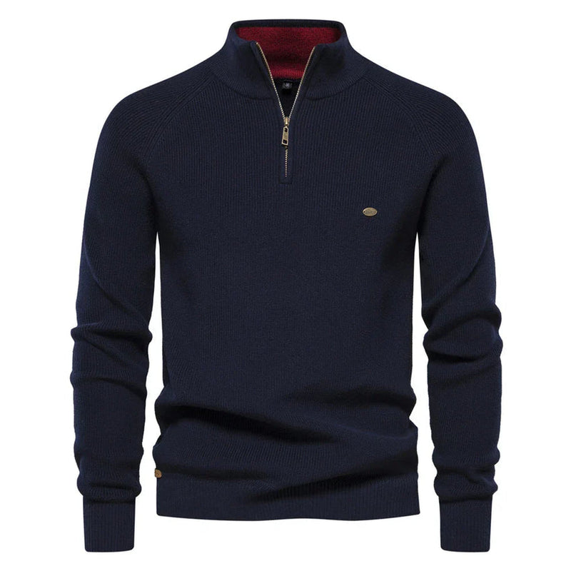 Axel Men's Knit Sweater – Zippered Collar, Regular Fit & Elegant Style for Chilly Days