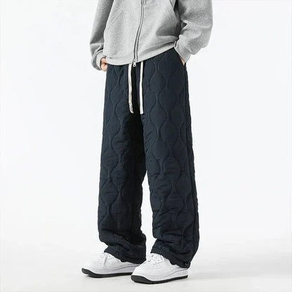 Logan Men's Winter Quilted Pants – Warm Fleece-Lined Pants with Loose Fit & Elastic Waistband