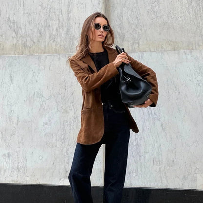 Alana Veste Femme Imitation Suède – Élégante, Polyvalente & Idéale pour Mi-Saison