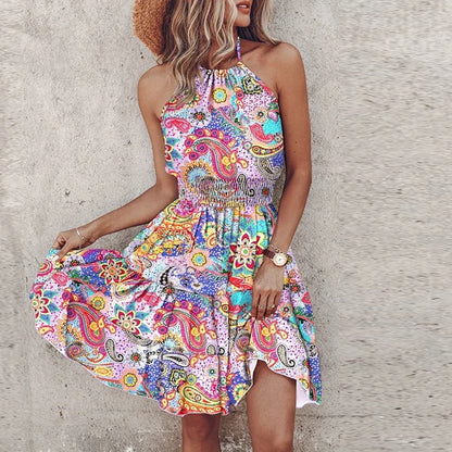 Jocea Robe Courte Femme – Robe d’Été Bohème Aérienne avec Imprimé Coloré & Coupe Confortable
