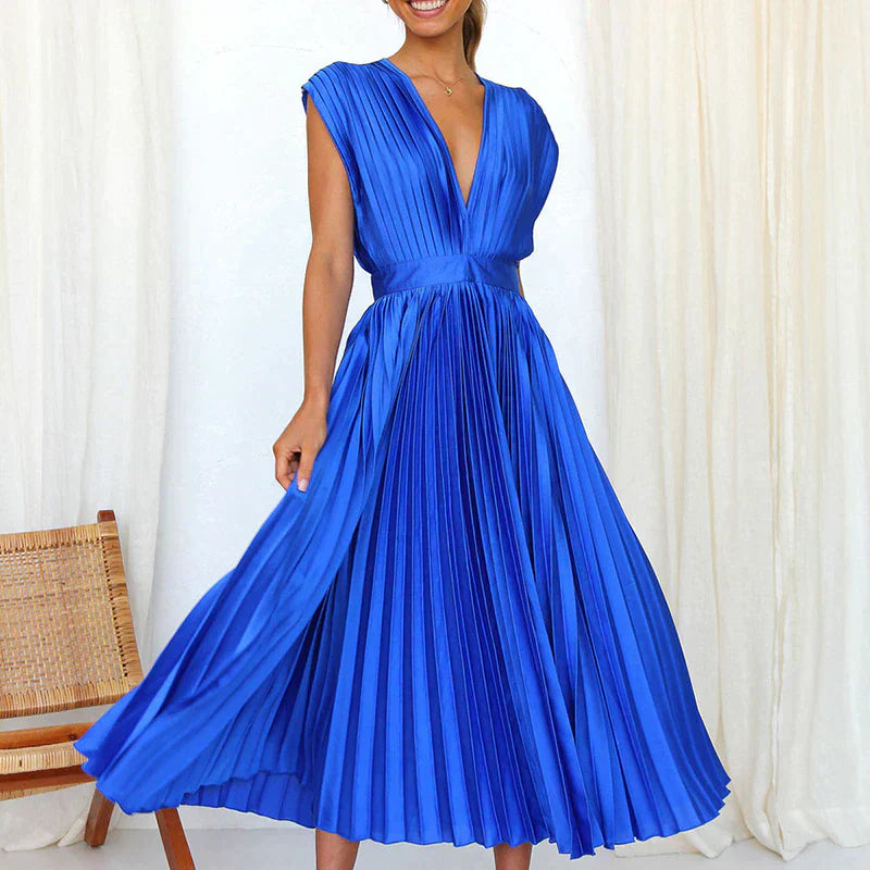 Denise Robe Plissée Femme – Élégance Intemporelle & Texture Sophistiquée, Plusieurs Couleurs