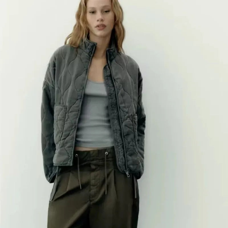 Zinnia Veste Femme Matelassée – Veste Hiver Zippée Chaude avec Taille Réglable & Poches