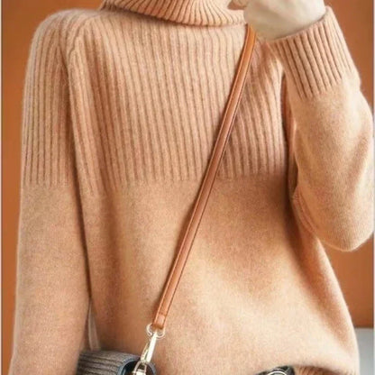 Luan Women's Turtleneck Sweater – Soft Knit with Ribbed Details & Modern Relaxed Fit
