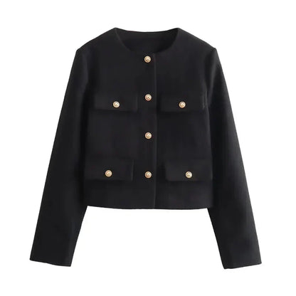 Maisy Manteau Femme – Manteau Classique Élégant avec Boutons Décoratifs Chic