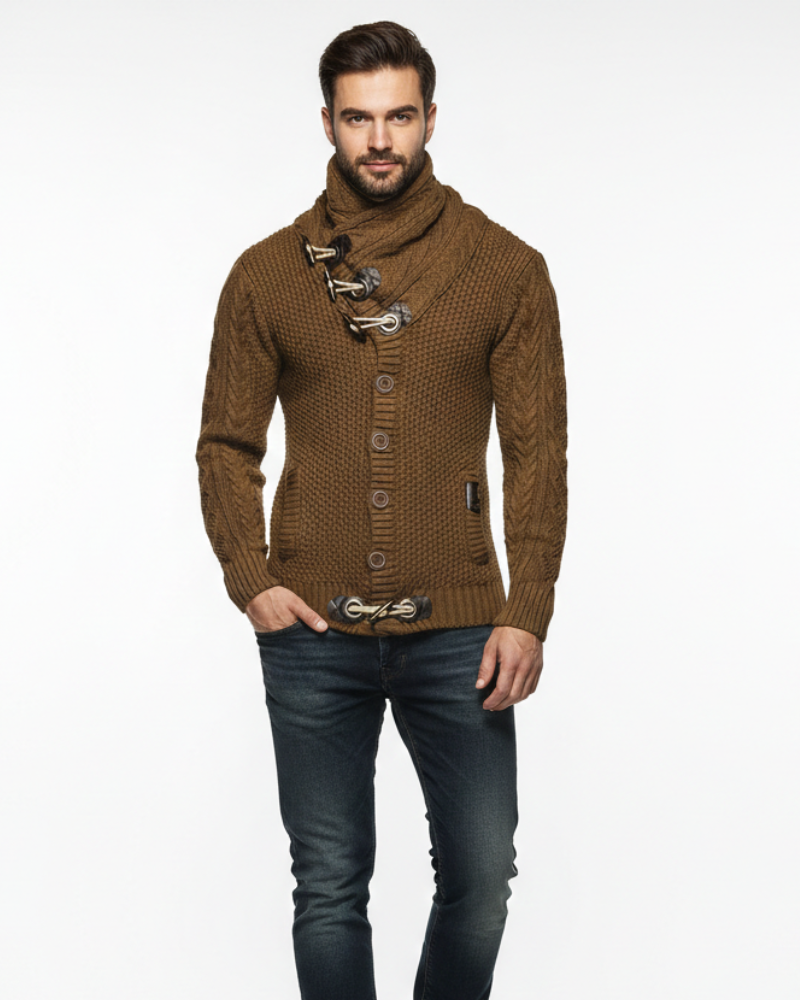 Tobias Men's Gilet with Turtleneck – Buttons & Metallic Details, Autumn Comfort