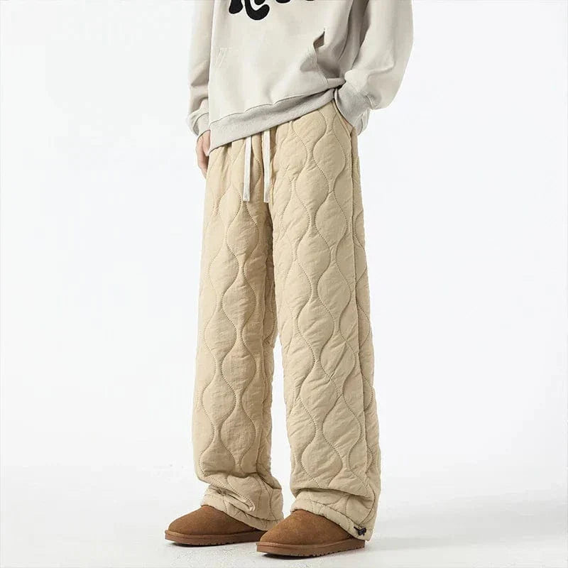 Logan Men's Winter Quilted Pants – Warm Fleece-Lined Pants with Loose Fit & Elastic Waistband