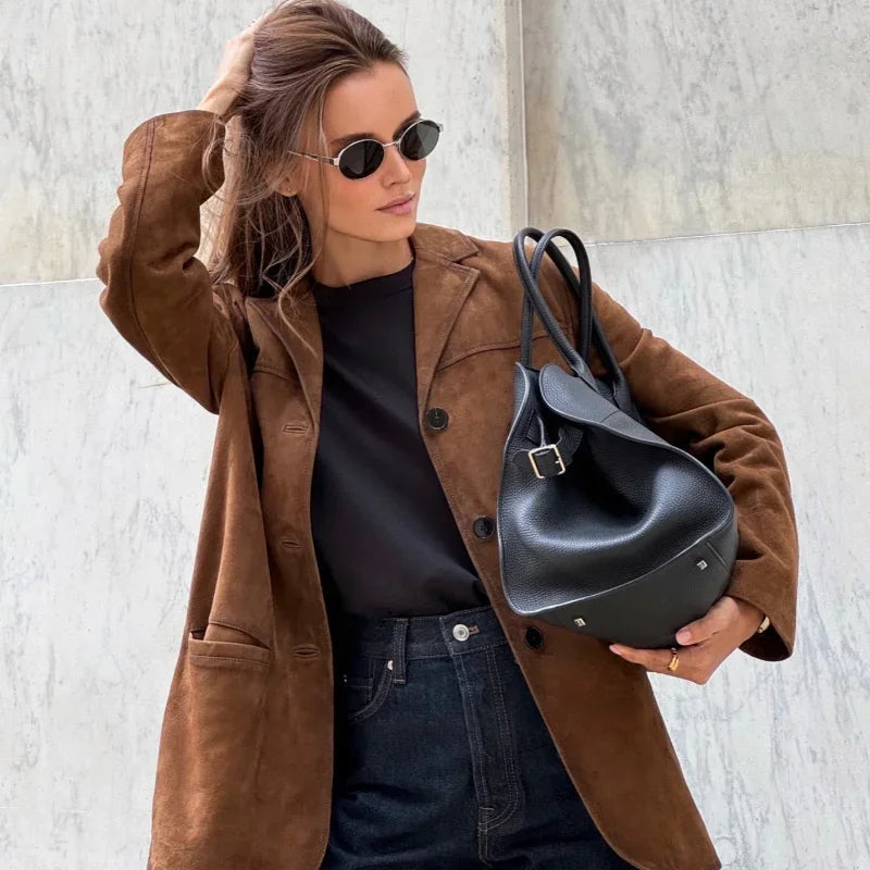 Alana Veste Femme Imitation Suède – Élégante, Polyvalente & Idéale pour Mi-Saison