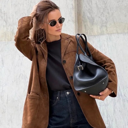 Alana Veste Femme Imitation Suède – Élégante, Polyvalente & Idéale pour Mi-Saison