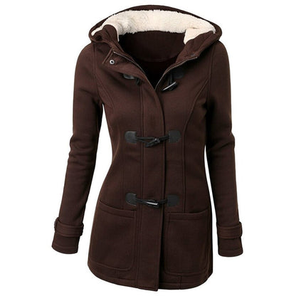 Katalina Manteau Femme Long Hiver – Élégant, Chaud avec Capuche Intégrée & Poches Pratiques