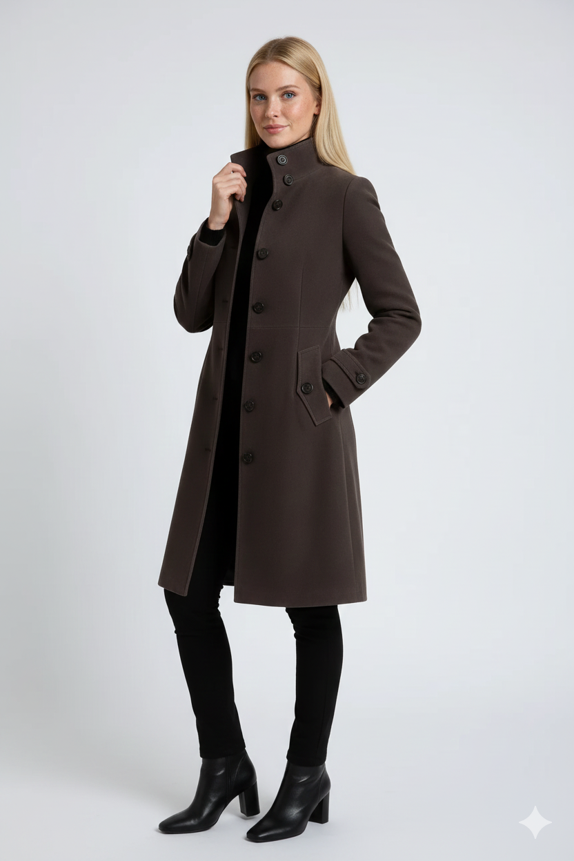 Sandy Trenchcoat for Women – Winter Coat with High Collar & Elegant Fitted Cut
