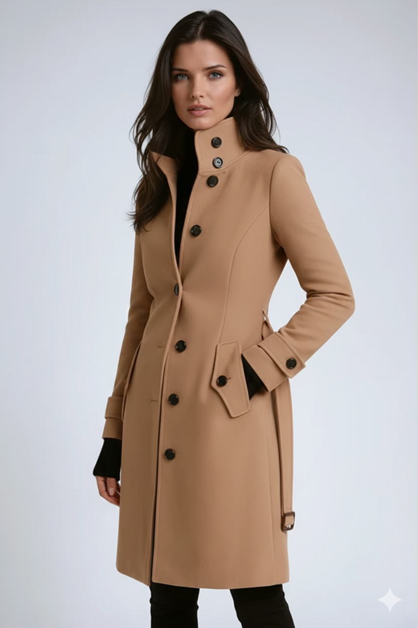 Sandy Trenchcoat for Women – Winter Coat with High Collar & Elegant Fitted Cut
