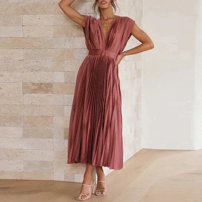 Denise Robe Plissée Femme – Élégance Intemporelle & Texture Sophistiquée, Plusieurs Couleurs
