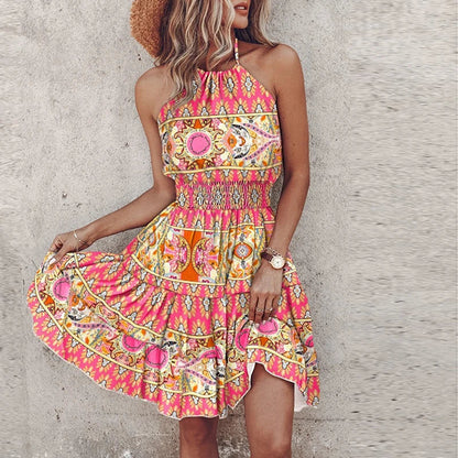 Jocea Robe Courte Femme – Robe d’Été Bohème Aérienne avec Imprimé Coloré & Coupe Confortable