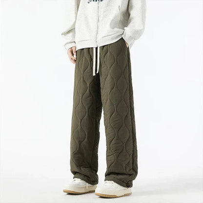 Logan Men's Winter Quilted Pants – Warm Fleece-Lined Pants with Loose Fit & Elastic Waistband