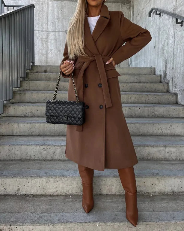 Talia Manteau Long Femme – Trench Hiver Élégant avec Ceinture & Doublure Chaude