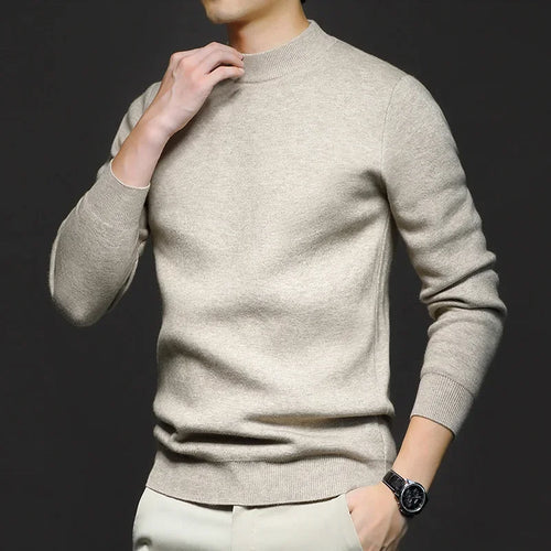 Victor Men's Wool Sweater – Premium Warm Knit with Mock Neck and Modern Fit