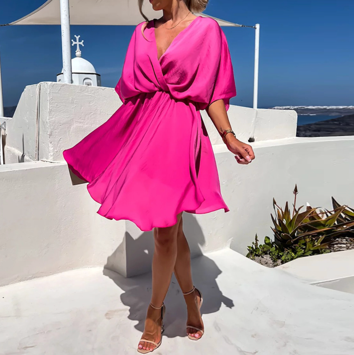 Brooklyn Robe en Chiffon Femme – Élégante Robe à Volants avec Détail Torsadé & Coupe Légère