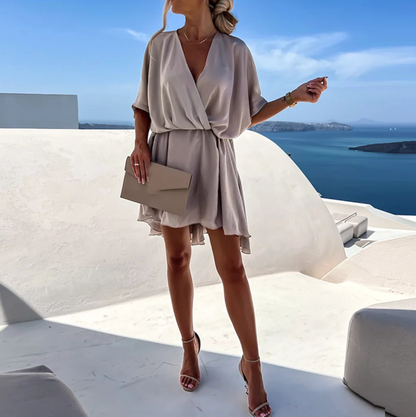 Brooklyn Robe en Chiffon Femme – Élégante Robe à Volants avec Détail Torsadé & Coupe Légère