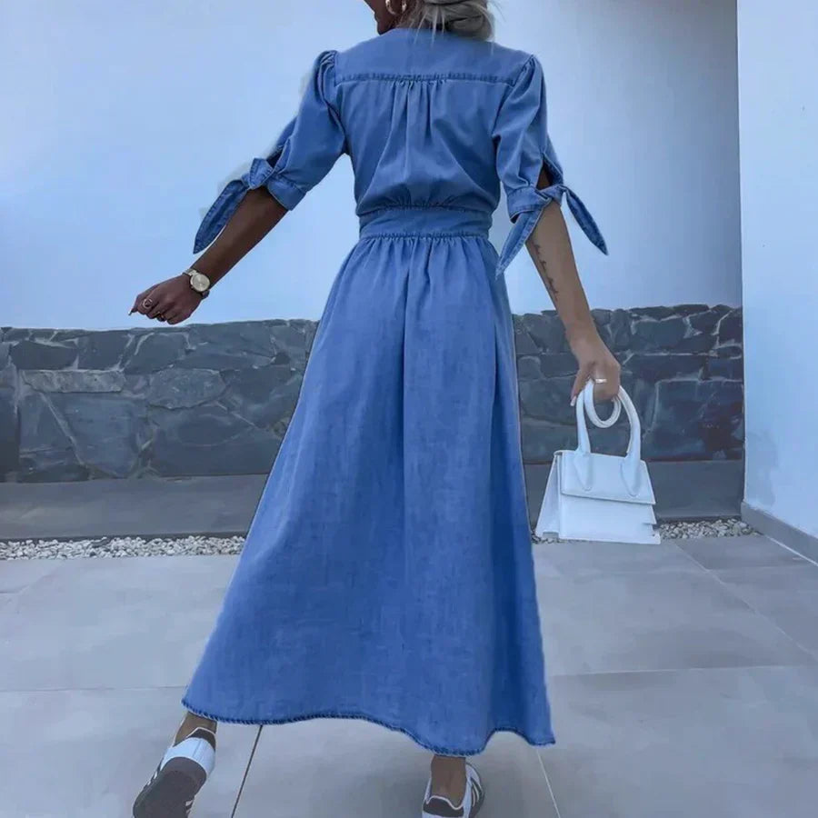 Alessia Robe Longue Femme – Robe en Jean Élégante pour Printemps & Été au Style Décontracté