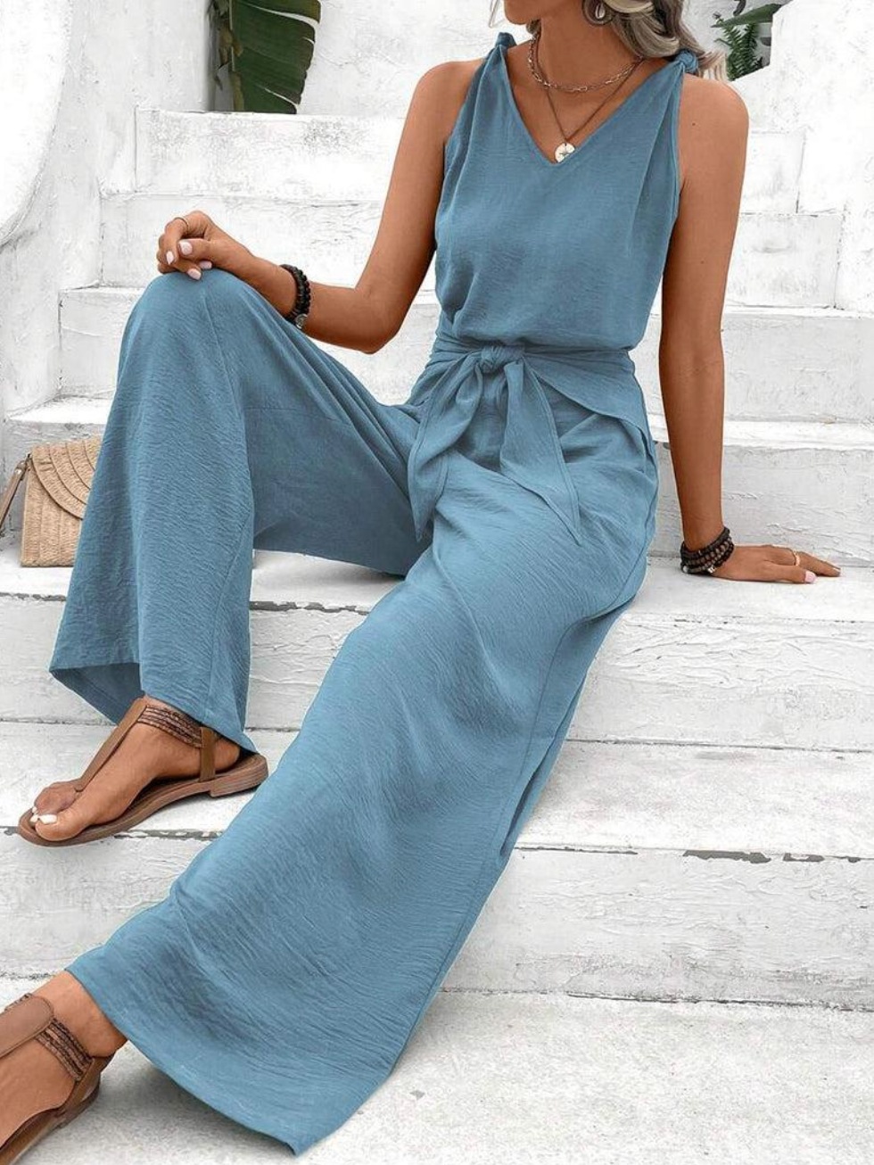 Amelita Combinaison Femme – Combinaison Chic avec Pantalon à Jambes Larges Élégantes