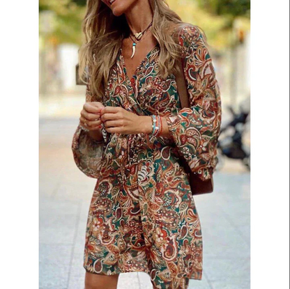 Blessy Robe Bohème Femme – Robe Longue Fluide à Manches Légères & Style Estival Décontracté