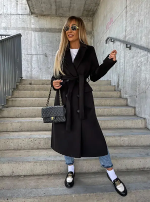 Talia Manteau Long Femme – Trench Hiver Élégant avec Ceinture & Doublure Chaude
