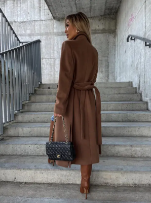 Talia Long Women's Coat – Elegant Winter Trench with Belt & Warm Lining
