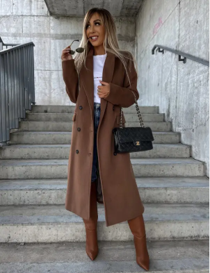 Talia Manteau Long Femme – Trench Hiver Élégant avec Ceinture & Doublure Chaude