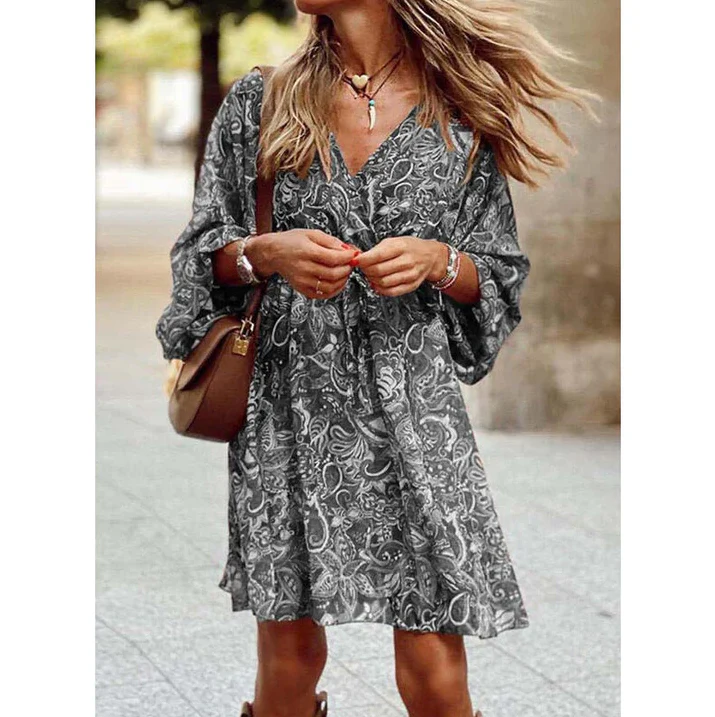 Blessy Bohemian Dress for Women – Long Fluid Dress with Light Sleeves & Casual Summer Style