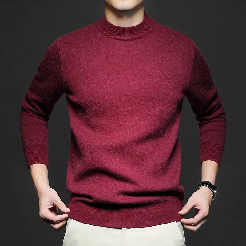Victor Men's Wool Sweater – Premium Warm Knit with Mock Neck and Modern Fit