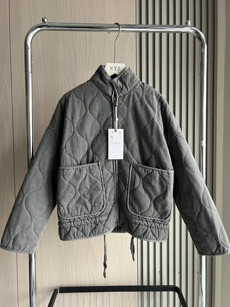 Zinnia Veste Femme Matelassée – Veste Hiver Zippée Chaude avec Taille Réglable & Poches