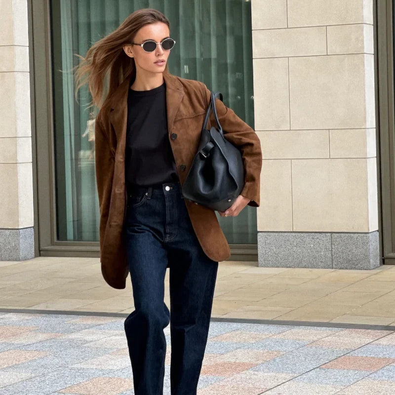 Alana Veste Femme Imitation Suède – Élégante, Polyvalente & Idéale pour Mi-Saison
