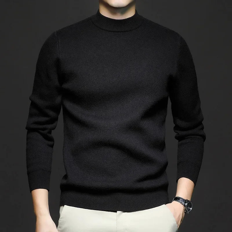 Victor Men's Wool Sweater – Premium Warm Knit with Mock Neck and Modern Fit
