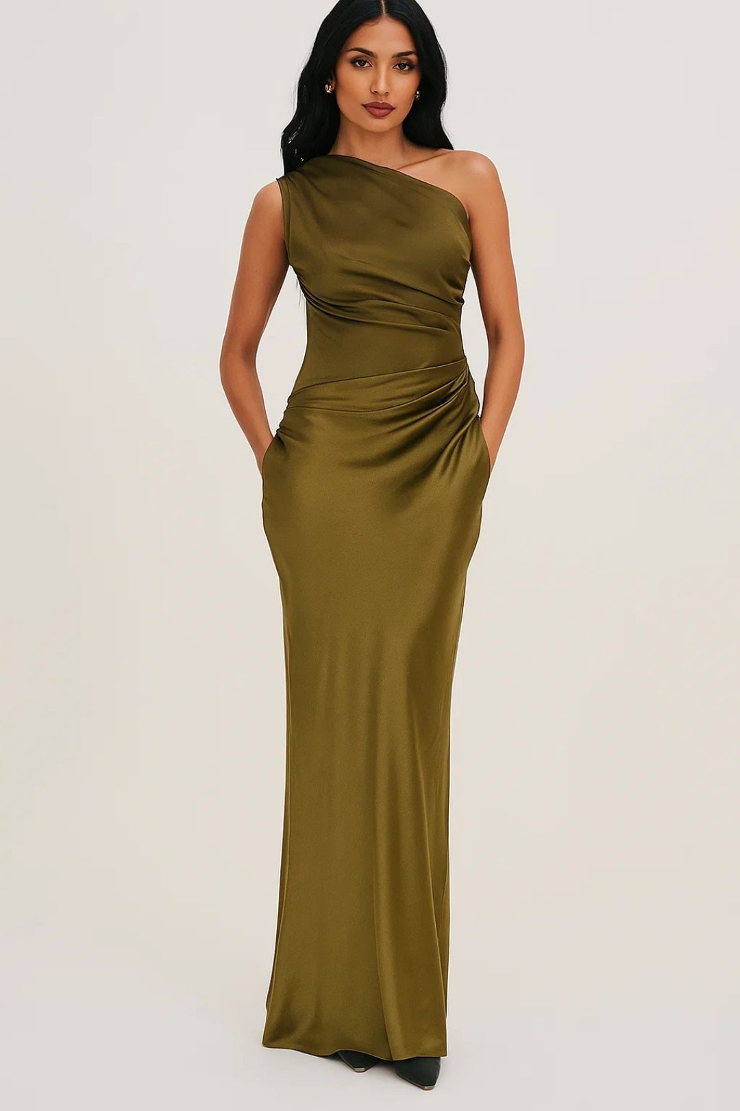 Clementine Robe Femme – Robe Longue Asymétrique en Satin Élégant pour Soirées & Événements