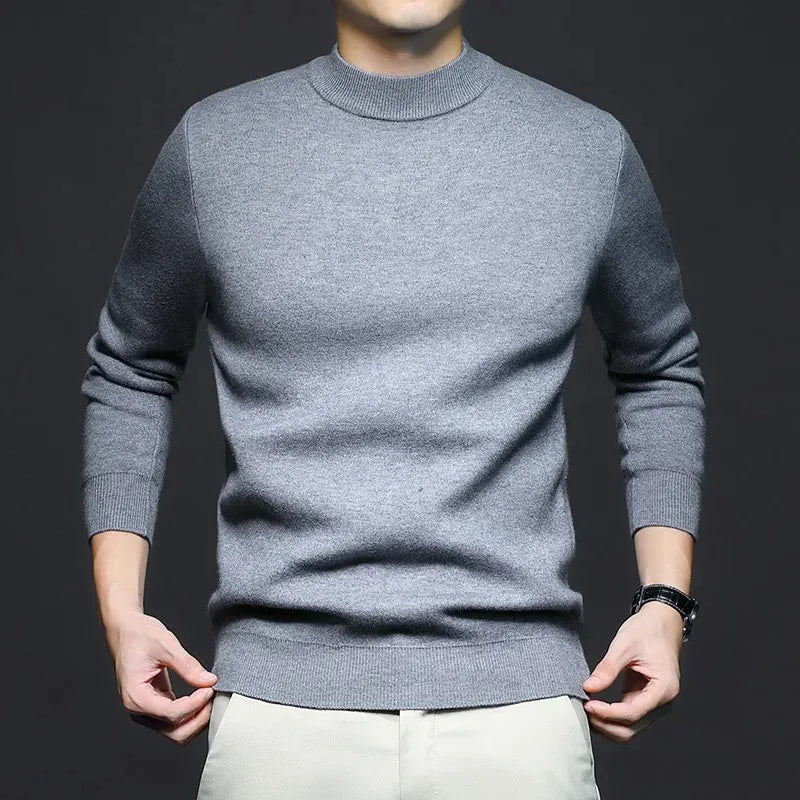 Victor Men's Wool Sweater – Premium Warm Knit with Mock Neck and Modern Fit