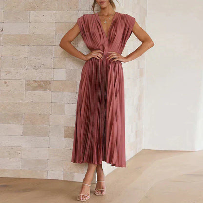 Denise Robe Plissée Femme – Élégance Intemporelle & Texture Sophistiquée, Plusieurs Couleurs