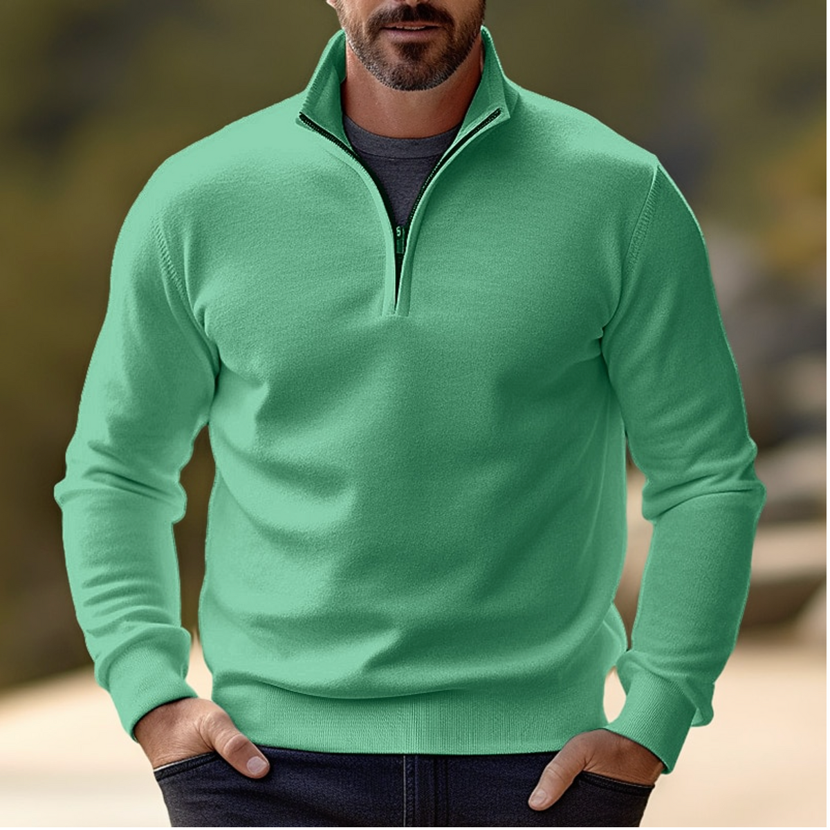 Modern men's half-zip pullover