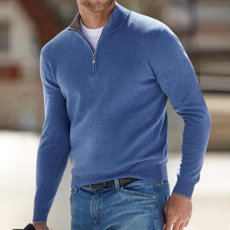Noah Men's Zip Neck Sweater – Modern Style, Breathable Comfort & Durable Cotton Polyester
