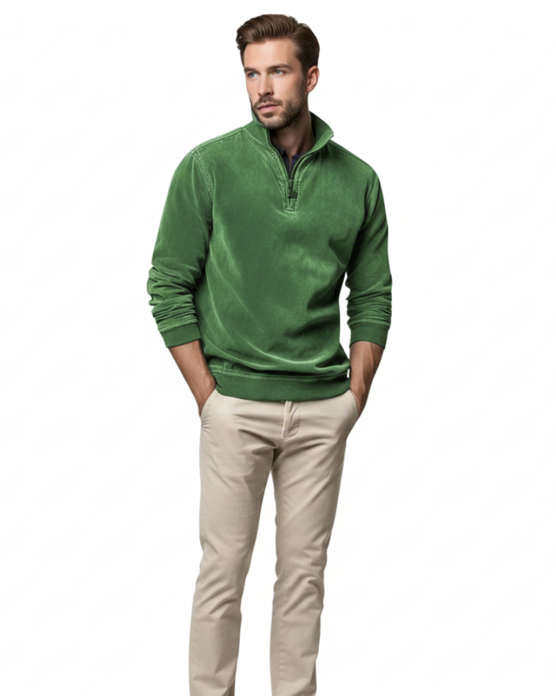 Luka Men's Fleece Pullover with Quarter Zip – Warm Regular Fit Casual for Autumn & Winter