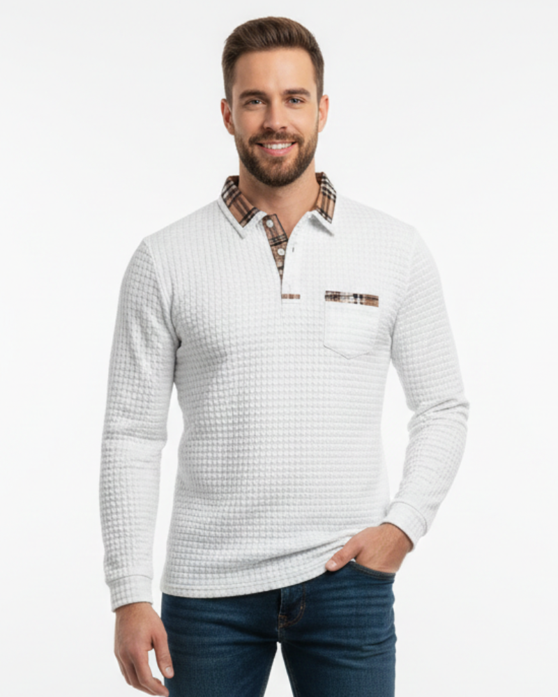 Julian Men's Checkered Polo – Elegant Breathable Cotton Polo with Classic Collar