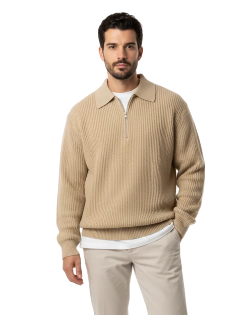 Giovanni Zip Sweater for Men Old Money – Elegant & Comfortable for Fall and Winter