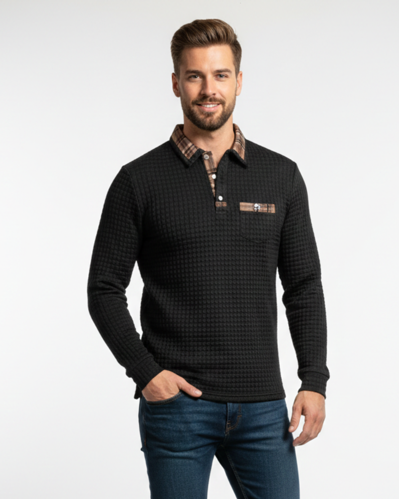 Julian Men's Checkered Polo – Elegant Breathable Cotton Polo with Classic Collar