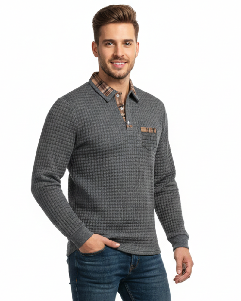 Julian Men's Checkered Polo – Elegant Breathable Cotton Polo with Classic Collar