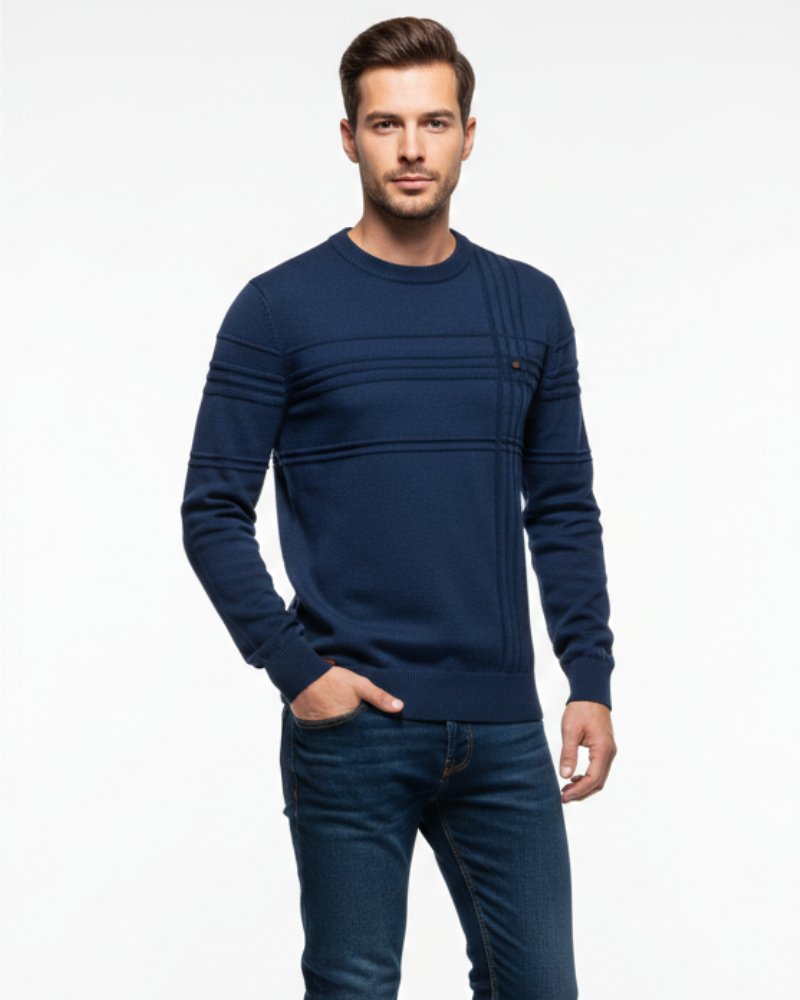 Hugo Elegant Men's Sweater – Soft Poly-Cotton Knit Regular Fit Casual & Chic Everyday