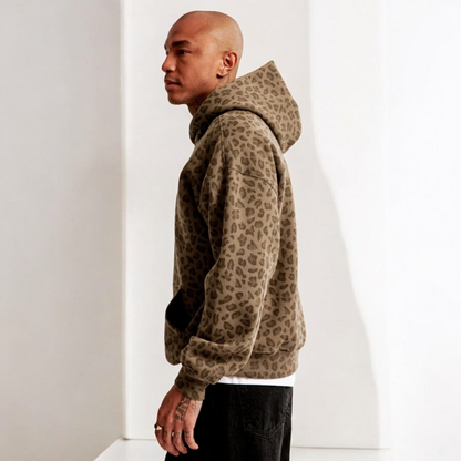 Andrew Men's Hooded Sweatshirt – Relaxed Fit & Modern Leopard Pattern