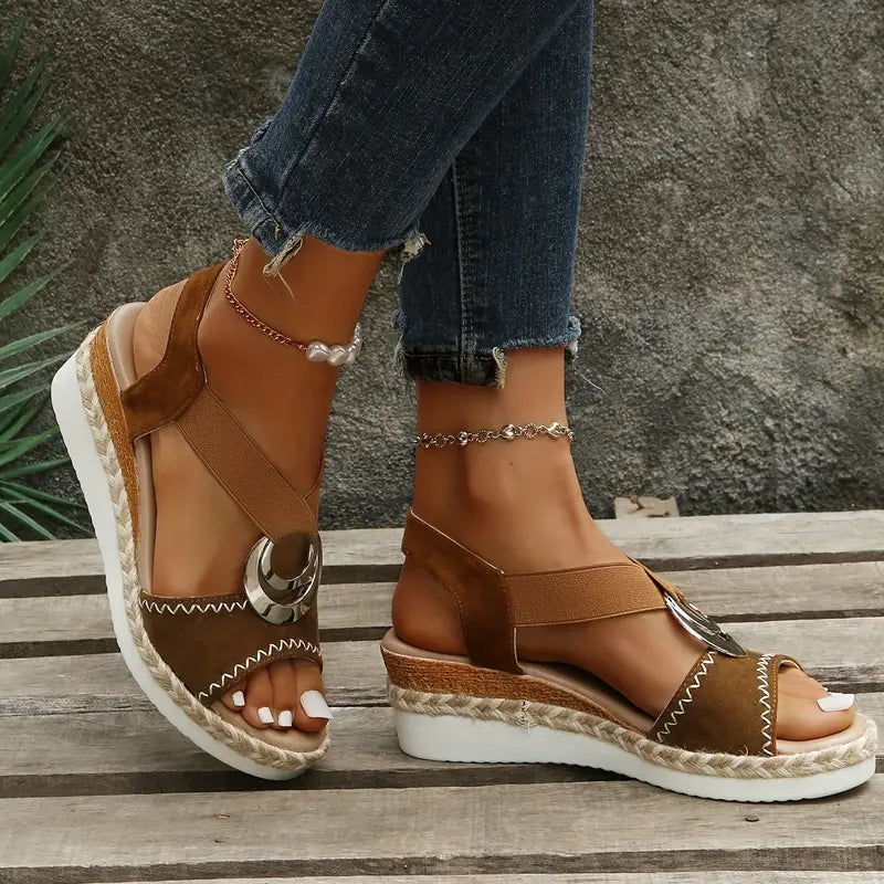 Willow Sandales Compensées Femme – Sandales d'Été Glamour avec Talons Confortables et Look Riviera