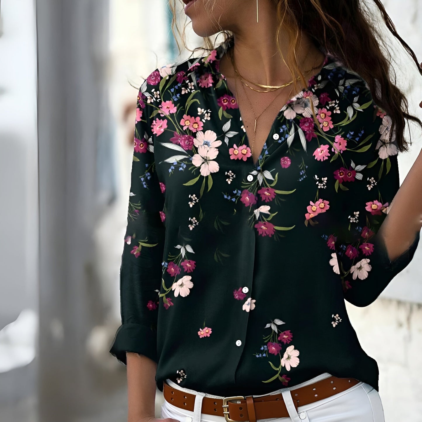Norina Women's Blouse – Lightweight Blouse with Trendy Print, Loose Fit & Soft Fabric