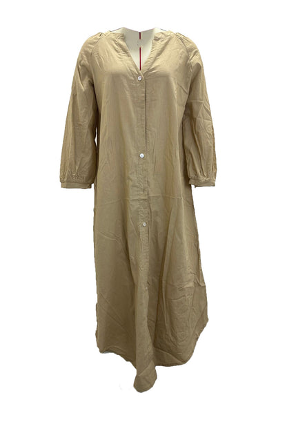 Robe Femme Veanna – Élégante Robe à Manches Longues avec Col en V & Boutonnage
