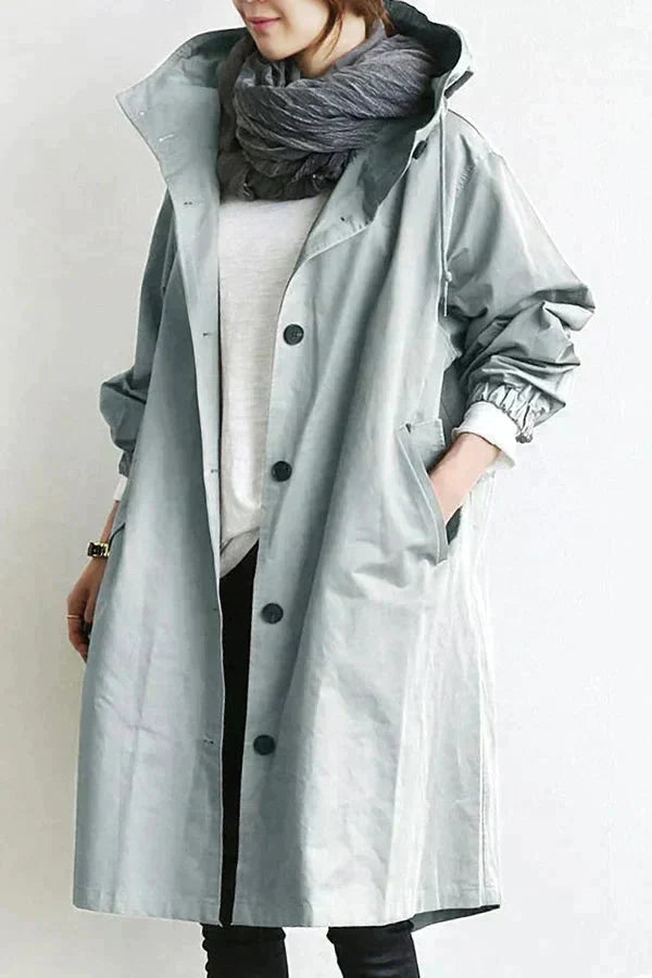 Elizabeth Women's Raincoat – Urban Waterproof Coat with Oversized Hood and Breathable Fabric